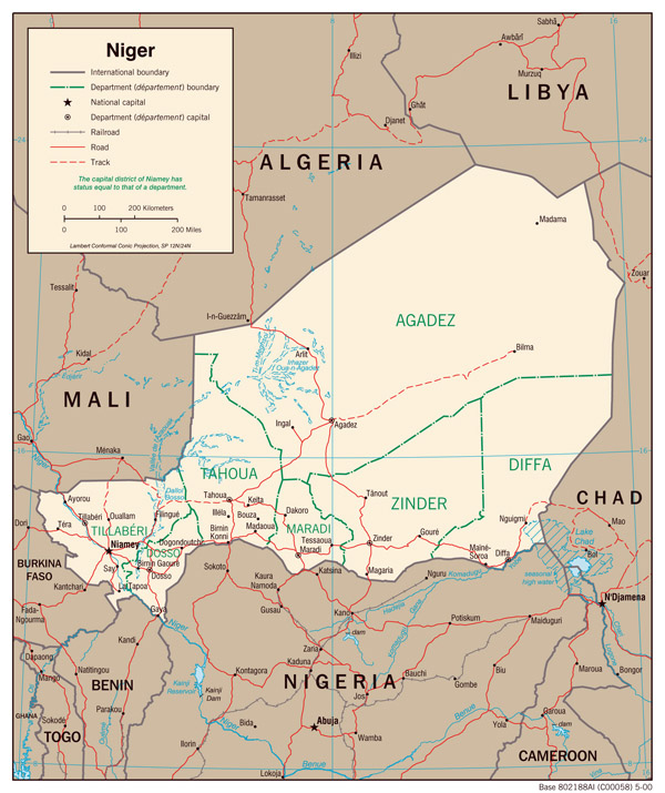 Political map of Niger. Niger political map of Niger.