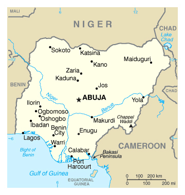 Map of Nigeria. Nigeria map.