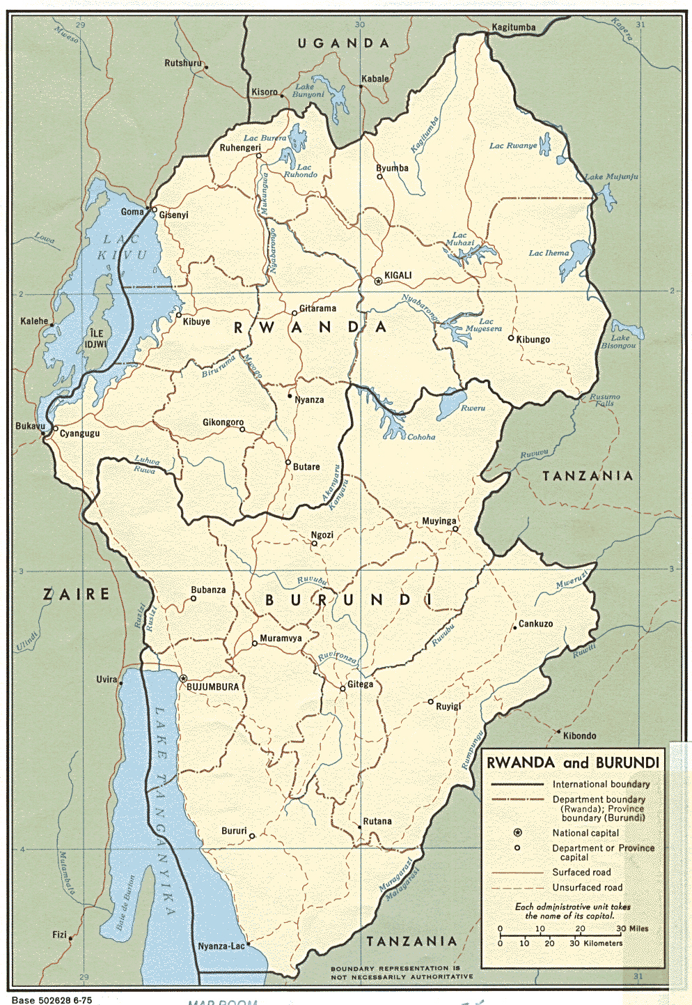 Detailed Political And Administrative Map Of Rwanda And Burundi