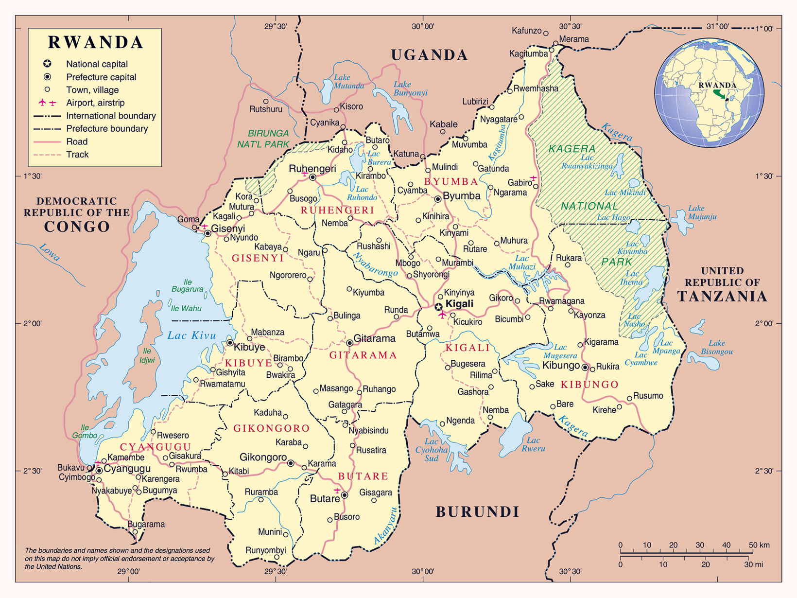 Detailed political map of Rwanda. Rwanda detailed political map.