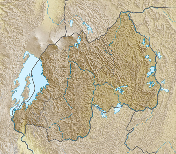 Large detailed relief map of Rwanda. Rwanda large detailed relief map.