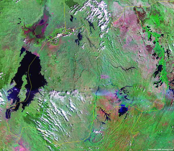 Large detailed satellite map of Rwanda. Rwanda large detailed satellite map.