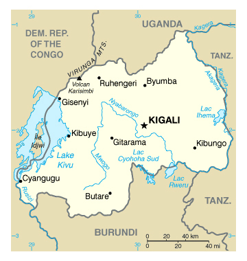 Map of Rwanda. Rwanda map.
