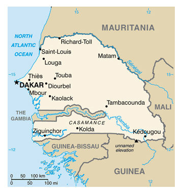 Map of Senegal. Senegal map.
