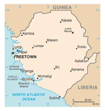 Map of Sierra Leone. Sierra Leone map.