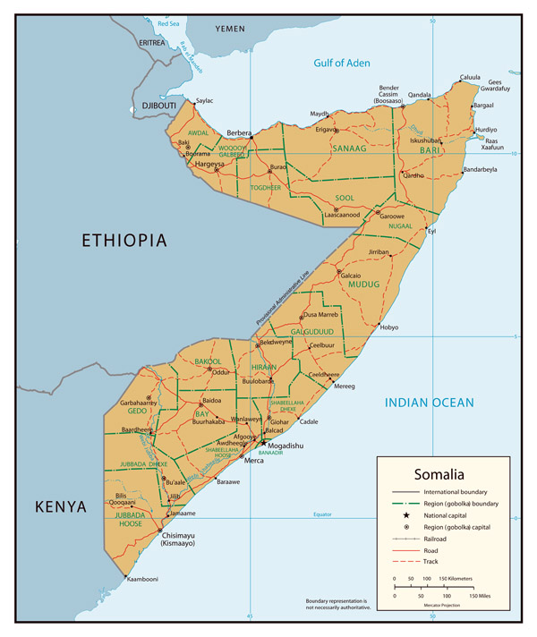 Administrative map of Somalia. Somalia administrative map.