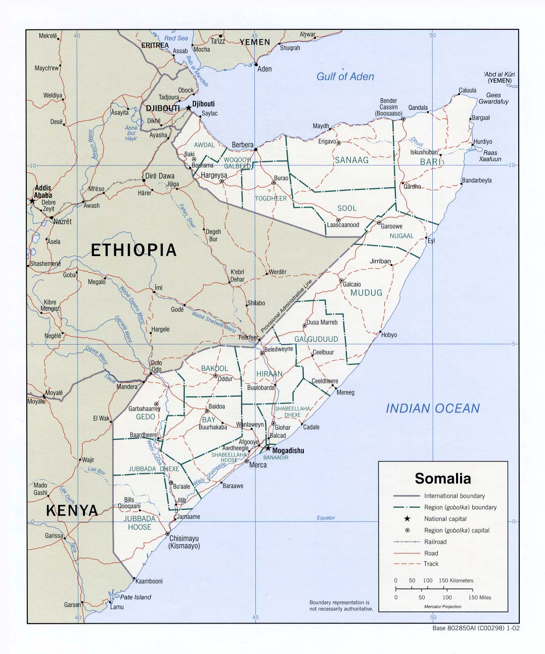 Detailed Political And Administrative Map Of Somalia With Cities And Roads For Free 