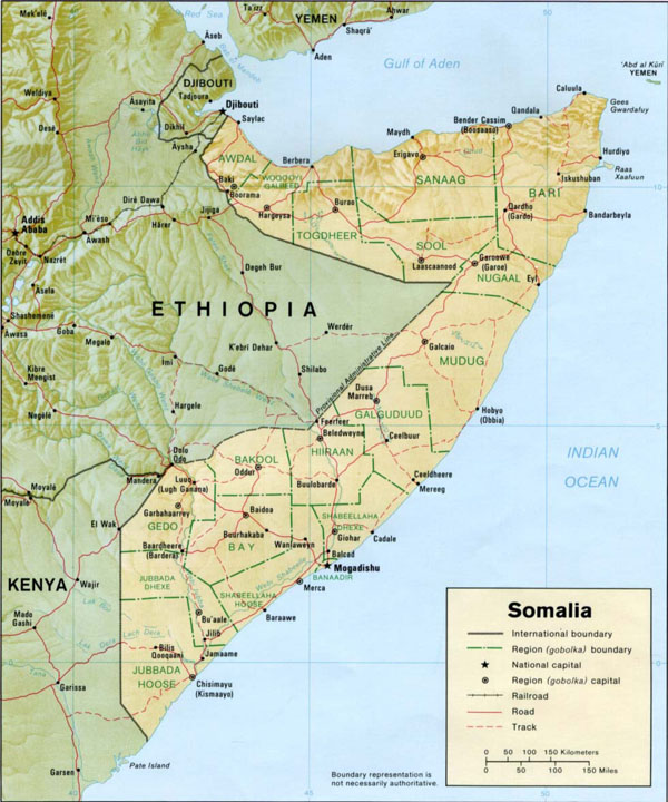 Detailed relief map of Somalia. Somalia detailed relief map.