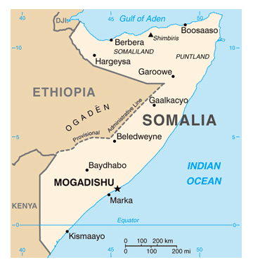 Map of Somalia. Somalia map.