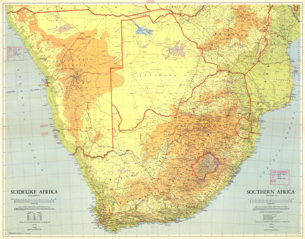 Large detailed topographical map of South Africa. South Africa large detailed topographical map.