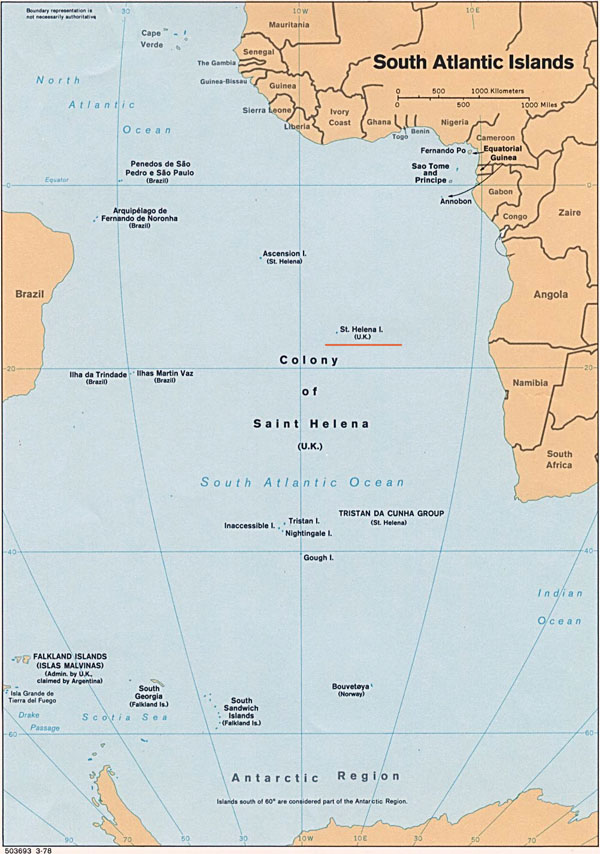 St. Helena detailed location map. Detailed location map of St. Helena.