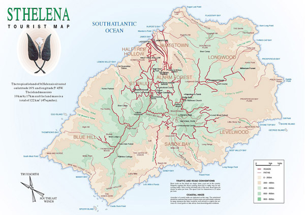 St. Helena detailed tourist map. Detailed tourist map of St. Helena.