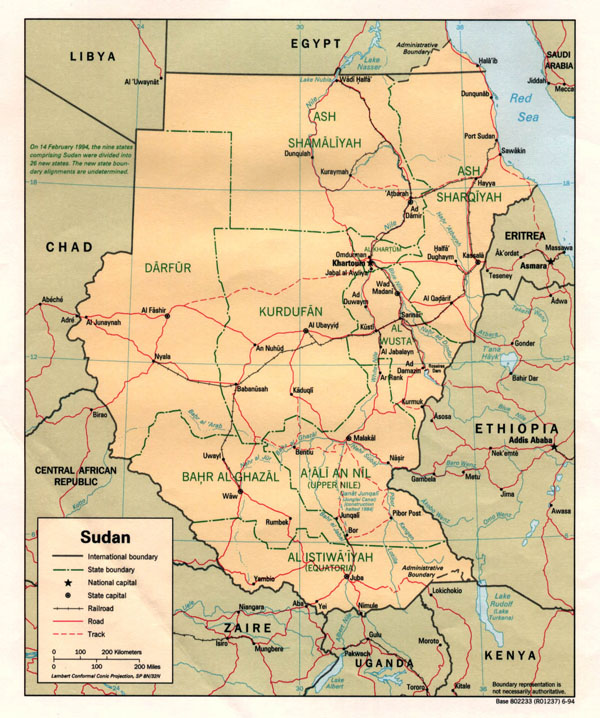 Detailed political and administrative map of Sudan.