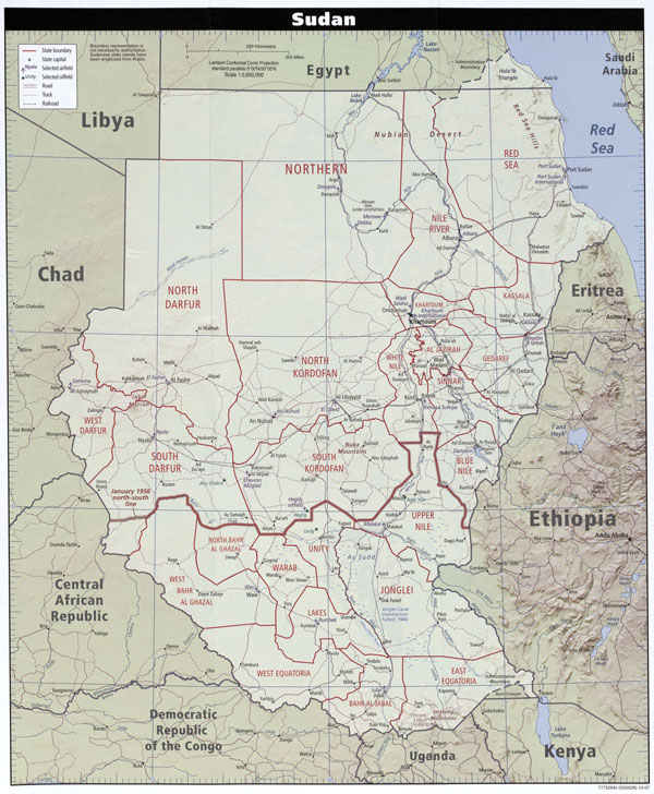 Large detailed political and administrative map of Sudan with all roads and cities.