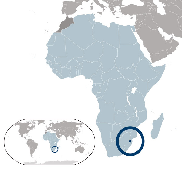 Swaziland detailed location map. Detailed location map of Swaziland.