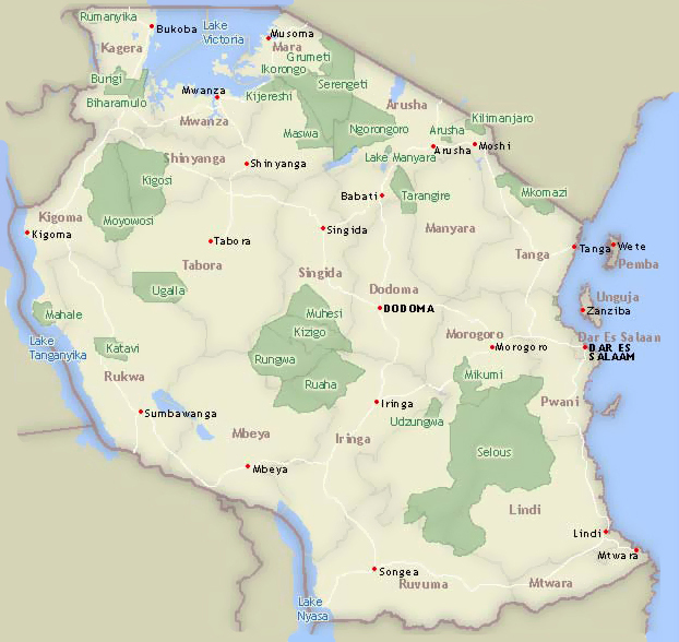 National Parks In Tanzania Map Detailed National Parks Map Of Tanzania. Tanzania Detailed National Parks  Map | Vidiani.com | Maps Of All Countries In One Place