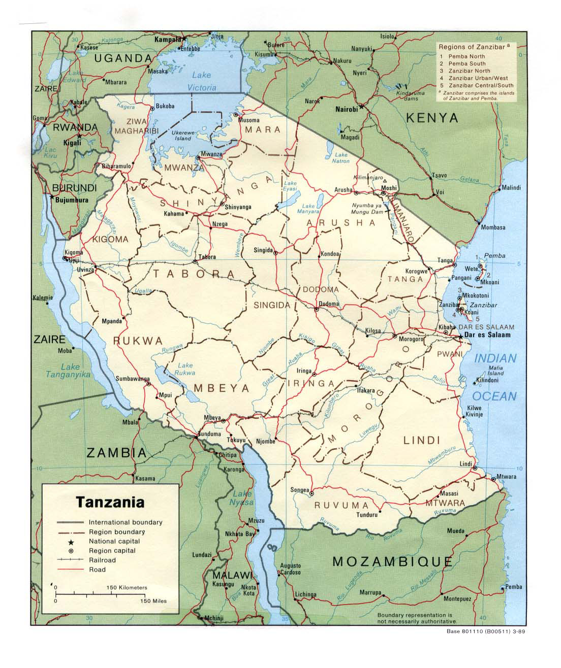 Detailed political and administrative map of Tanzania with highways and cities