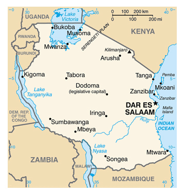 Map of Tanzania. Tanzania map.