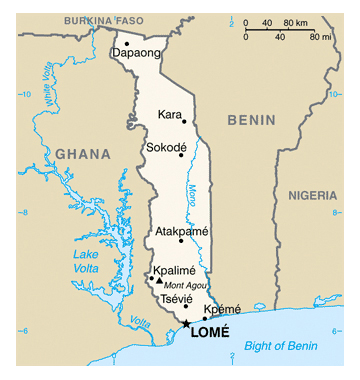 Map of Togo. Togo map.