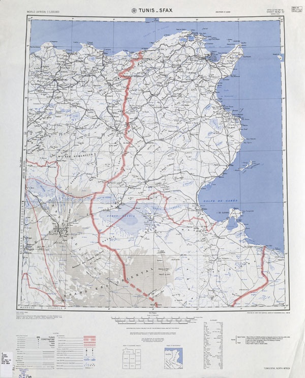 Large scale detailed topographic map of Tunisia with all cities and roads.