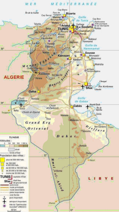 Tunisia map. Map of Tunisia.