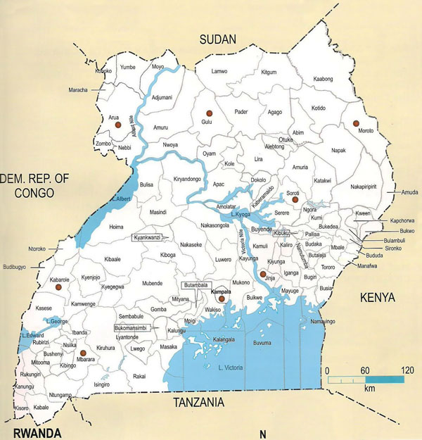 Detailed map of Uganda. Uganda detailed map.