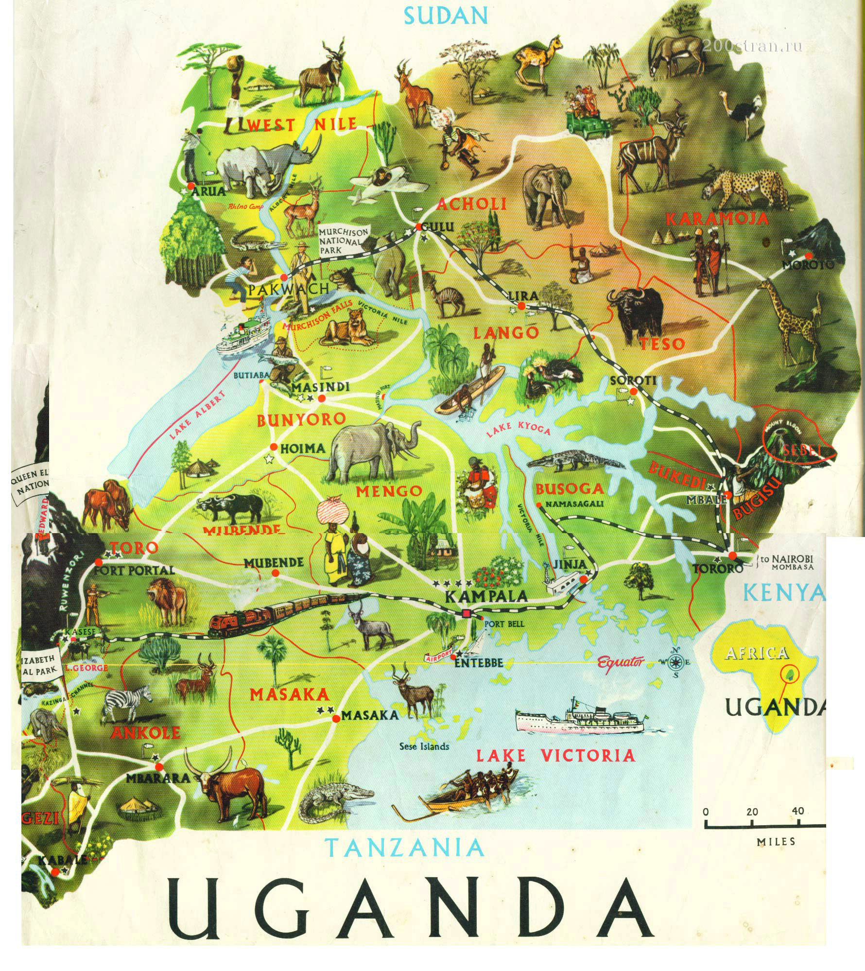 Detailed travel map of Uganda. Uganda detailed travel map  Vidiani 