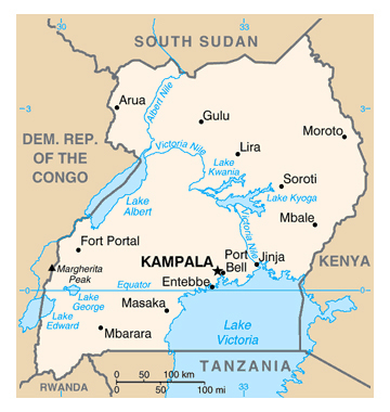 Map of Uganda. Uganda map.