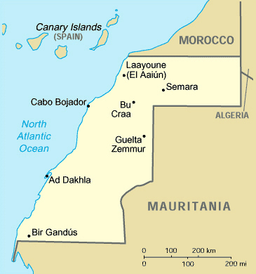 Map of Western Sahara. Western Sahara map.