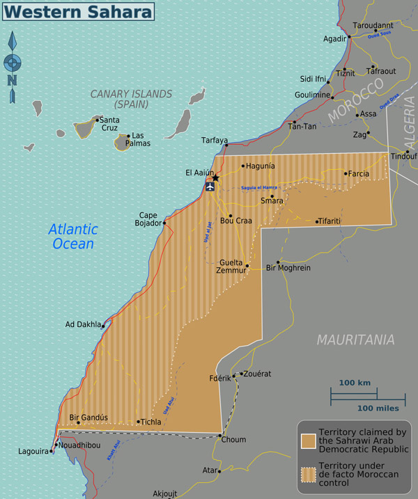 Western Sahara map. Map of Western Sahara.
