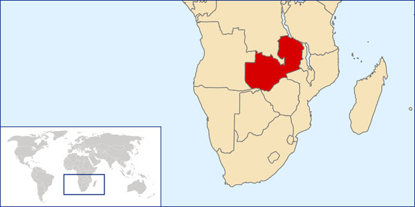 Detailed Zambia location map. Detailed location map of Zambia.