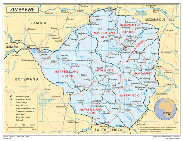 Full political map of Zimbabwe. Zimbabwe full political map.