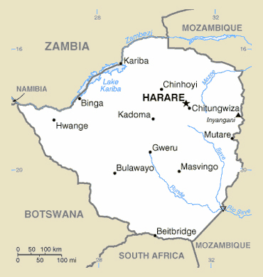 Map of Zimbabwe. Zimbabwe map.