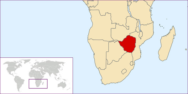 Zimbabwe detailed location map.