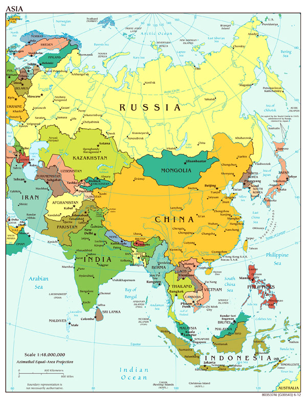 Large scale political map of Asia - 2012.