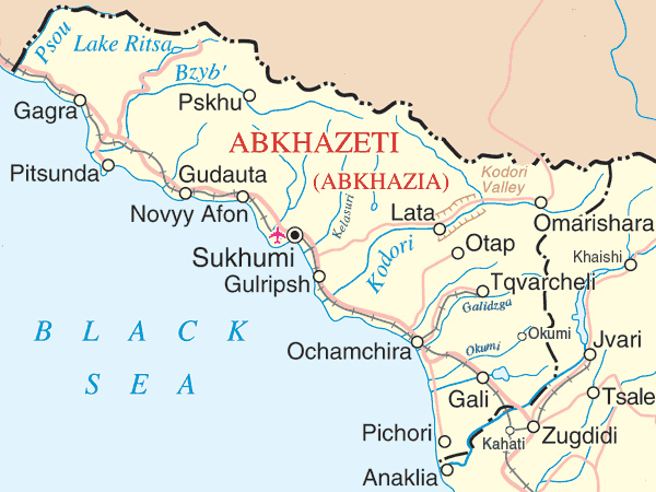 Road map of Abkhazia. Abkhazia road map.