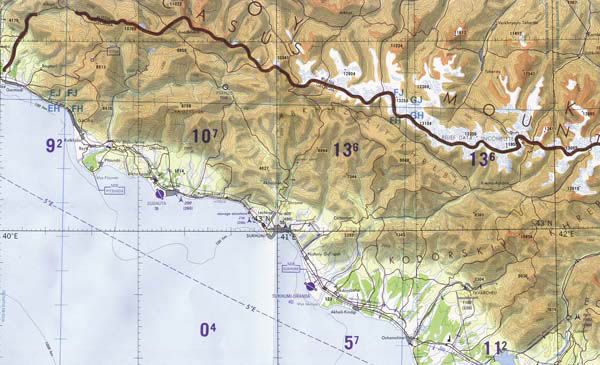 Topographical and political map of Abkhazia. Abkhazia topographical and political map.