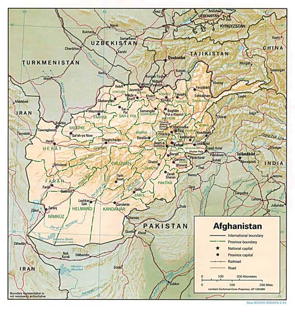 Detailed relief map of Afghanistan. Afghanistan detailed relief map.