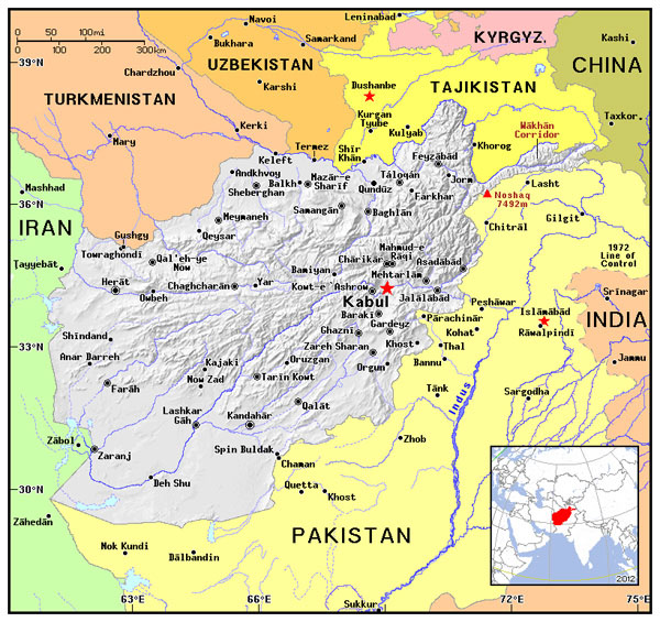 Political map of Afghanistan. Afghanistan political map.