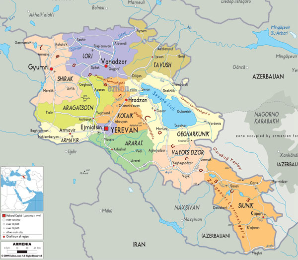 Large detailed road and administrative map of Armenia. Armenia large detailed road and administrative map. Large detailed road and administrative map of Armenia.