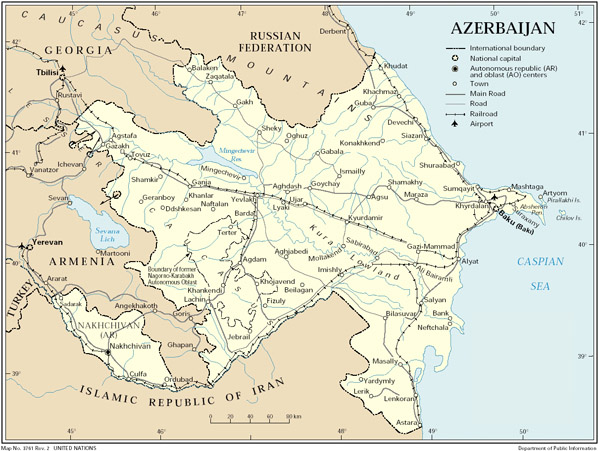 Full road map of Azerbaijan. Azerbaijan full road map.