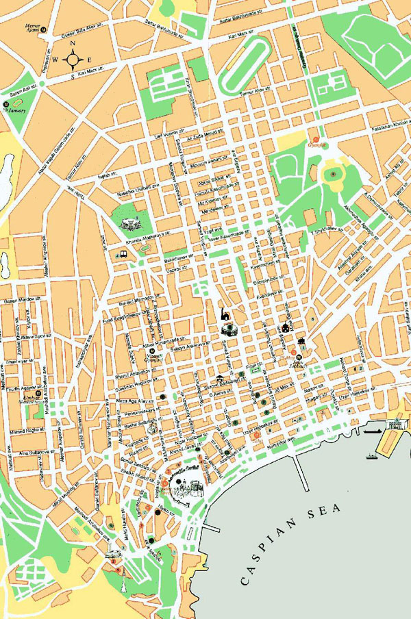 Large Baku city road map. Baku city large road map.