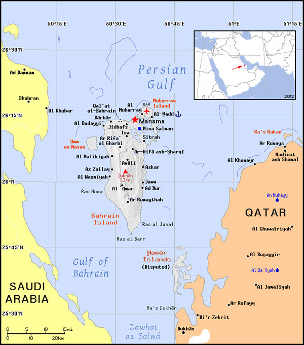 Political map of Bahrain. Bahrain political map.