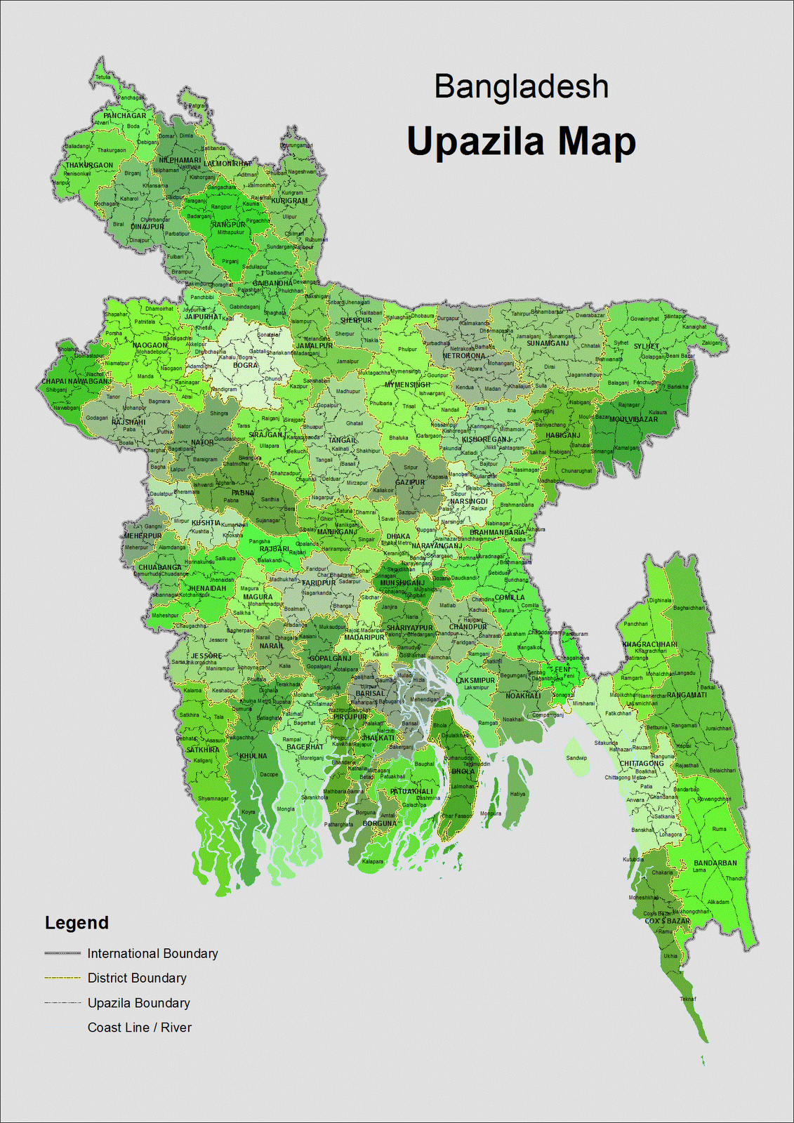 Full administrative map of Bangladesh. Bangladesh full administrative