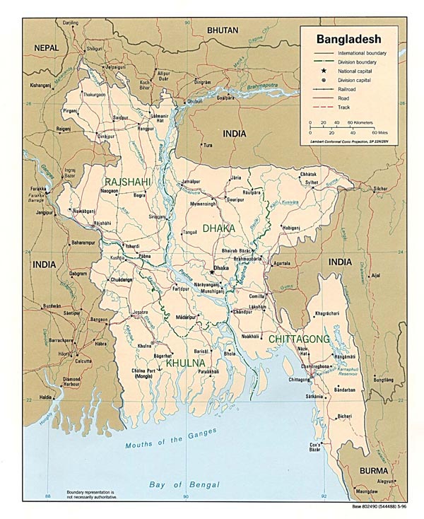 Road and political map of Bangladesh. Bangladesh road and political map.