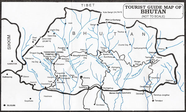 Detailed guide map of Bhutan. Bhutan detailed guide map.