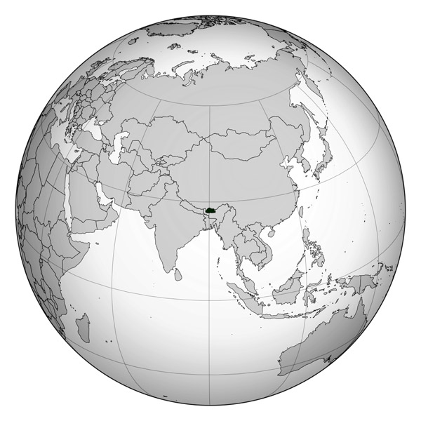 Large location map of Bhutan. Bhutan large location map.