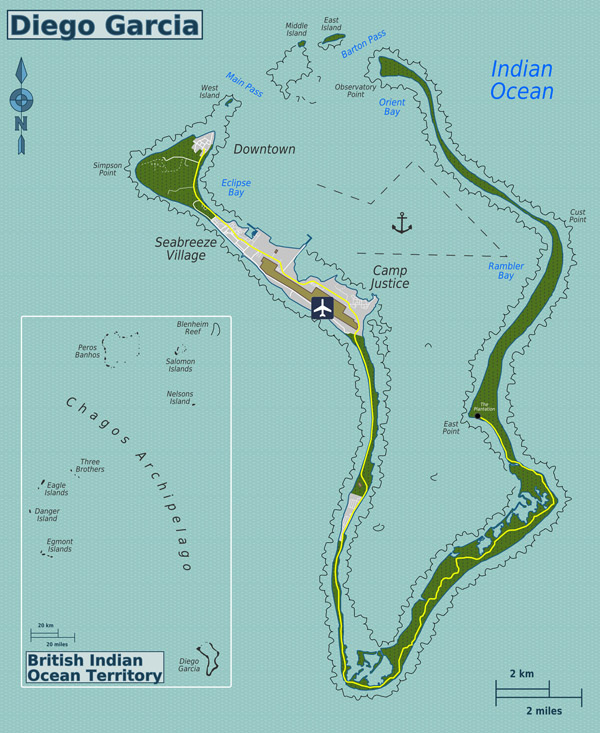 Detailed political map of British Indian Ocean Territory.