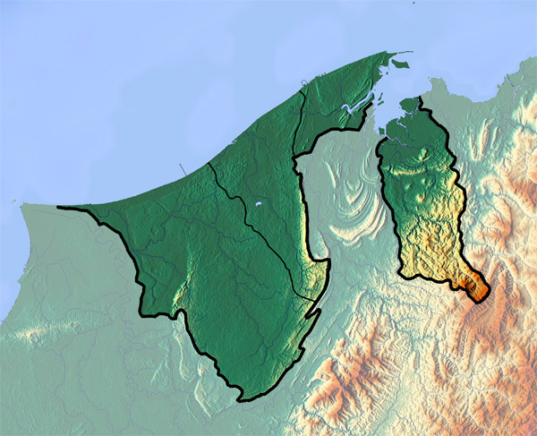 Detailed physical map of Brunei. Brunei detailed physical map.