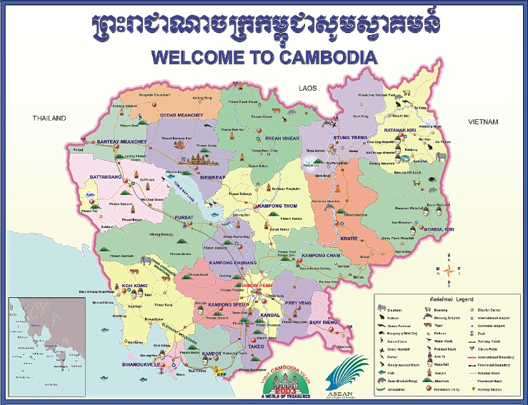 Cambodia provinces detailed map. Provinces detailed map of Cambodia.